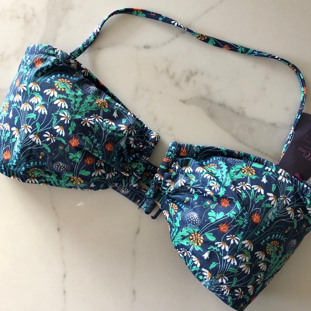 J.CREW printed floral bandeau bathing suit top